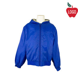 Embroidered Royal Blue Hooded Nylon Jacket #6225