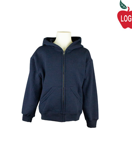 Embroidered Navy Blue Zip Hood Sweatshirt #6247-1838-Grade TK-8