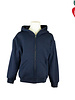Embroidered Navy Blue Zip Hooded Sweatshirt #9078