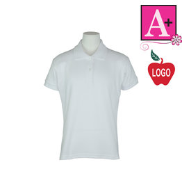 Embroidered White Short Sleeve Interlock Polo #9605