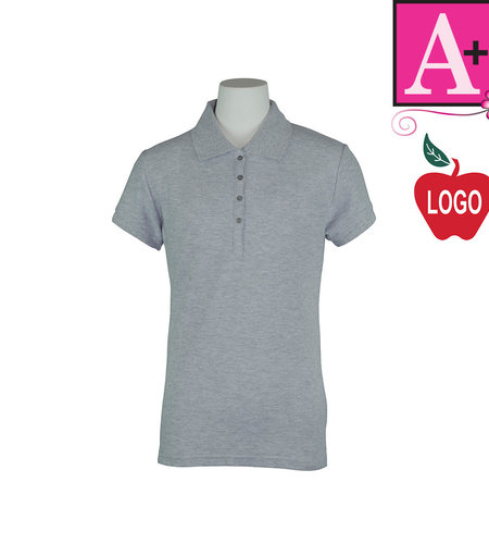 School Apparel A+ Grey Short Sleeve Pique Polo #9715