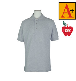 Embroidered Grey Short Sleeve Pique Polo #8761-1811