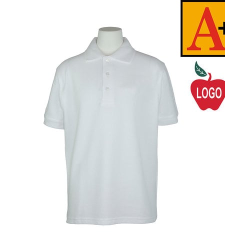 School Apparel A+ White Short Sleeve Pique Polo #8761