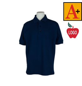 Embroidered Dark Navy Short Sleeve Pique Polo #8761-1839-Grade 6-8