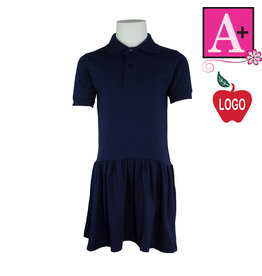 Embroidered Navy Blue Short Sleeve Knit Dress #9729-1842-Grade JR.K-1