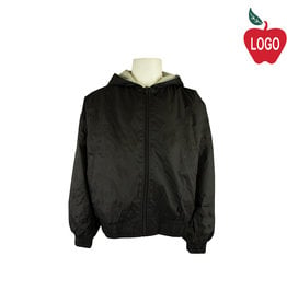 Embroidered Black Hooded Nylon Jacket #53402