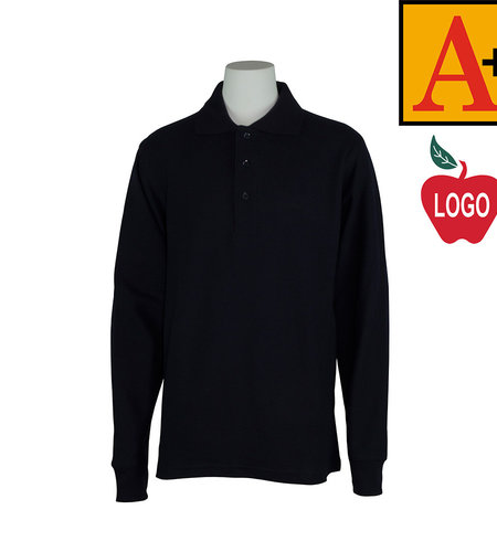 School Apparel A+ Dark Navy Blue Long Sleeve Pique Polo #8766