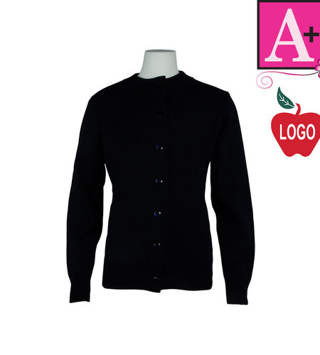 Embroidered Navy Blue Cardigan Sweater #6000-1857-Grade K-8