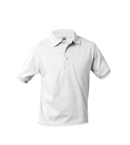 School Apparel White Short Sleeve Jersey Polo #8320-00