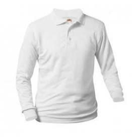 School Apparel White Long Sleeve Interlock Polo #8326-00