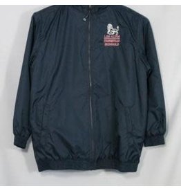 Embroidered Navy Blue Hooded Nylon Jacket #6225