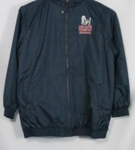 Embroidered Navy Blue Hooded Nylon Jacket #6225