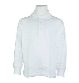 Embroidered White Long Sleeve Interlock Polo #8326