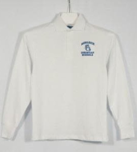 Embroidered White Long Sleeve Interlock Polo #8326-1837