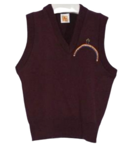 Embroidered Wine Sleeveless Sweater Vest #6600-1848-Grade K-6