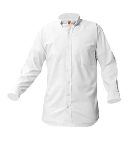 Embroidered White Long Sleeve Oxford Shirt #8066-Grade K-3