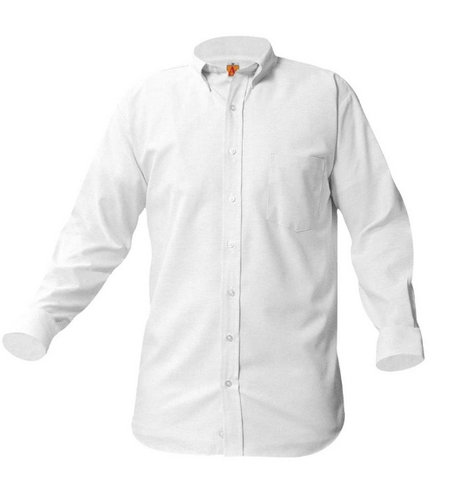 Embroidered White Long Sleeve Oxford Shirt #8066-Grade K-3