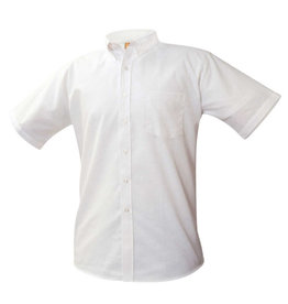 Embroidered BOYS WHITE SHORT SLEEVE OXFORD SHIRT WITH EMBROIDERED LOGO