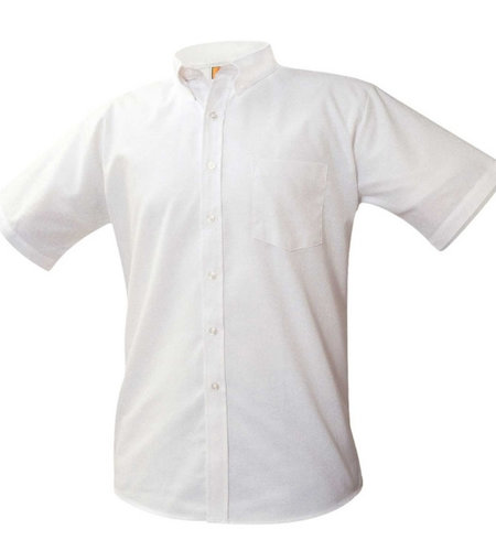 Embroidered White Short Sleeve Pinpoint Oxford Shirt #8192-Grade K-3