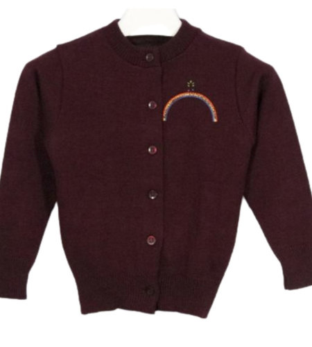 Embroidered Wine Cardigan Sweater #6000-1848