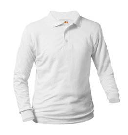 Heat Press White Long Sleeve Interlock Polo #8326-1848-Grade K-8