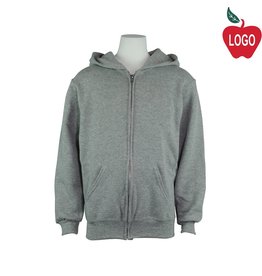 Embroidered Sport Grey Zip Hooded Sweatshirt #18600-1844-Grade K-6