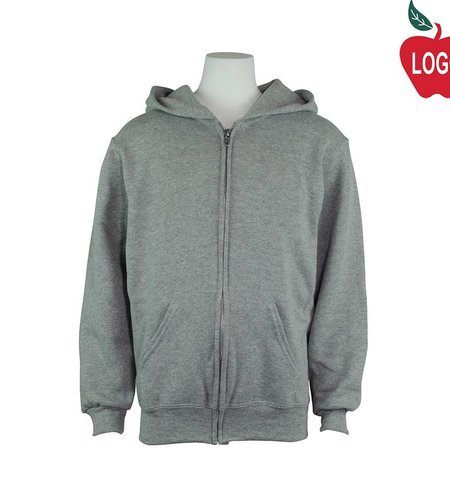 Embroidered Sport Grey Zip Hooded Sweatshirt #18600-1844-Grade K-6