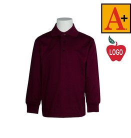 School Apparel A+ Wine Long Sleeve Interlock Polo #8326