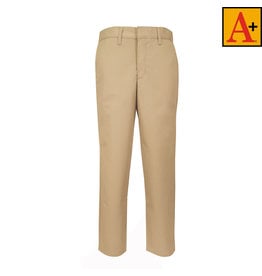 School Apparel Boys Khaki Plain Front Stretch Pant #7893