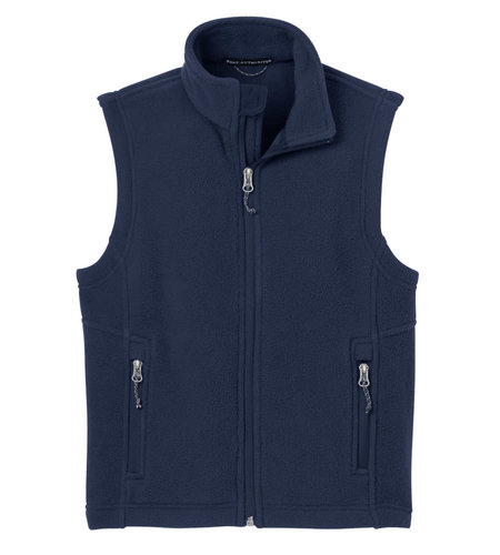 Embroidered Navy Sleeveless Fleece Vest