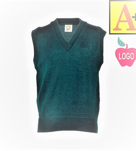 Embroidered Green Sleeveless Sweater Vest #6600-1839-Grade 6-8