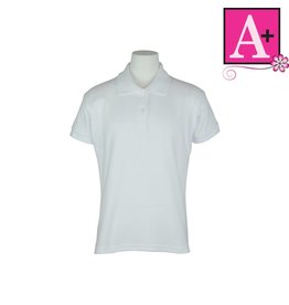 School Apparel A+ White Short Sleeve Interlock Polo #9737