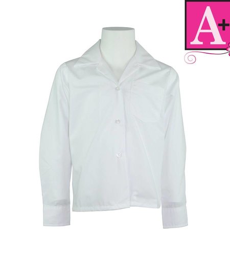 School Apparel White Long Sleeve Pointed Collar Blouse #9266