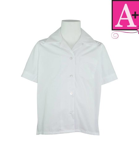 School Apparel White Short Sleeve Pointed Collar Blouse #9480
