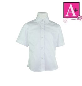 School Apparel A+ White Short Sleeve Pinpoint Oxford Blouse #9583
