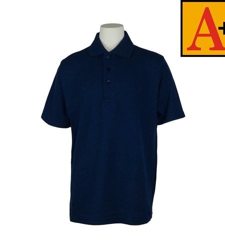 School Apparel A+ Navy Blue Short Sleeve Pique Polo #8760