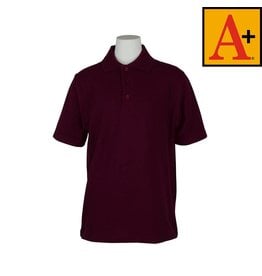 School Apparel Wine Short Sleeve Pique Polo #8760-00-Grade 6-8