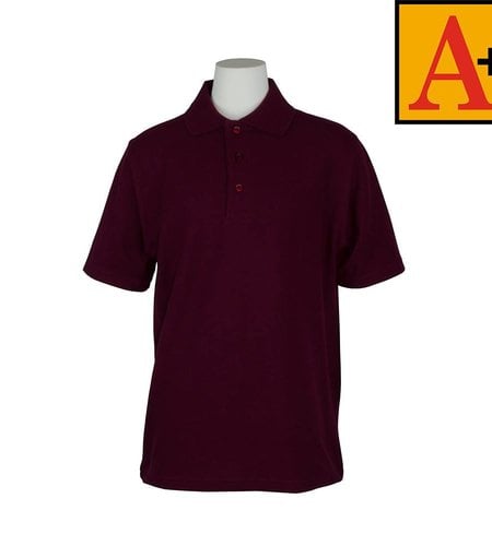 School Apparel A+ Wine Short Sleeve Pique Polo #8760
