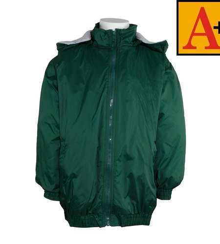 School Apparel A+ Green Nylon Hooded Jacket #6225