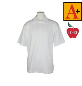 Embroidered White Short Sleeve Interlock Polo #EM-8432-1818-Grade K-8