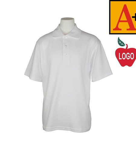 Embroidered White Short Sleeve Interlock Polo #8432-1818-Grade K-8