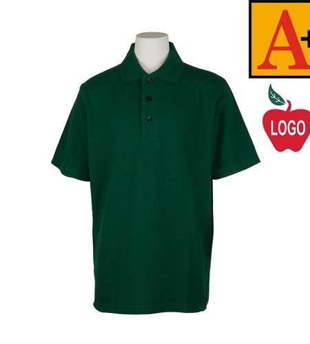 Embroidered Green Short Sleeve Pique Polo #8760-1814-Grade K-8
