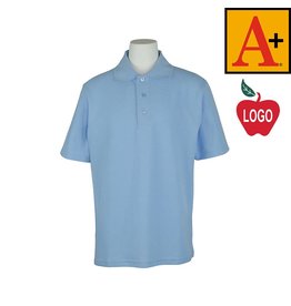 Embroidered Light Blue Short Sleeve Pique Polo #8760-1829-Grade PK