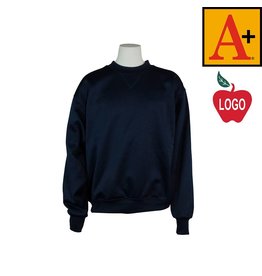 Embroidered Navy Blue Crew-neck Sweatshirt #6130