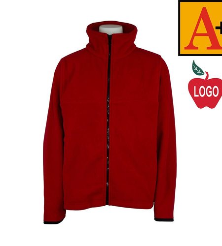 Embroidered Lipstick Red Full Zip Fleece Jacket #6202-1820 Grade PK-8