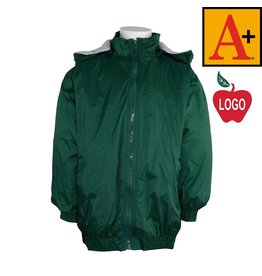 Embroidered Green Hooded Nylon Jacket #6225-1833