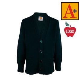 School Apparel A+ Green Cardigan Sweater #6300