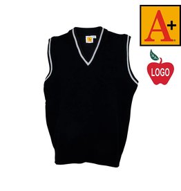 Embroidered Navy Blue Sleeveless Sweater Vest #6603