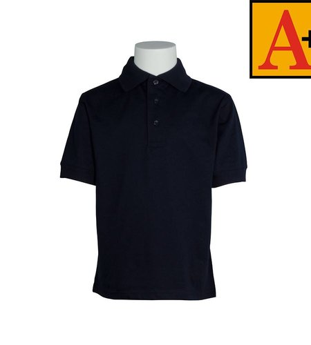 School Apparel A+ Navy Blue Short Sleeve Jersey Polo #8320