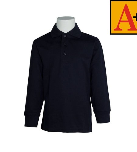 School Apparel Dark Navy Blue Long Sleeve Jersey Polo #8326-00